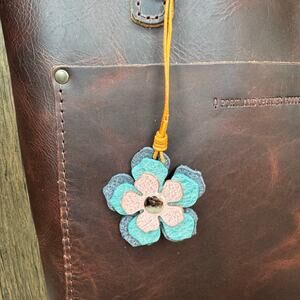 Leather Charm Flower Bag Charm Genuine Leather Purse Keychain NEW FAST SHIP